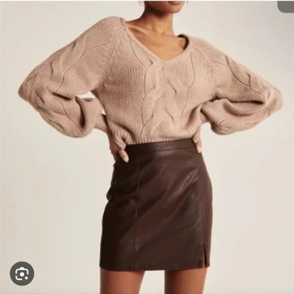 Abercrombie & Fitch Dresses & Skirts - NWT Abercrombie Brown Vegan Leather Mini Skirt Medium